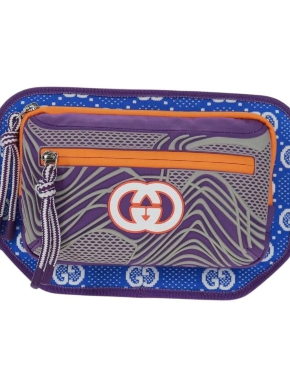 GUCCI Interlocking G Waist Bag Nylon Purple Silver 752102 Auth 154250M